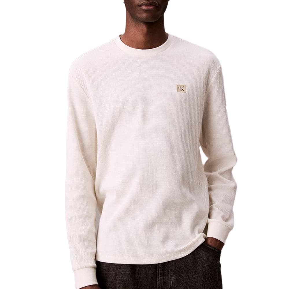 Sweat Blanc Homme Calvin Klein Jeans Waffle Badge 1