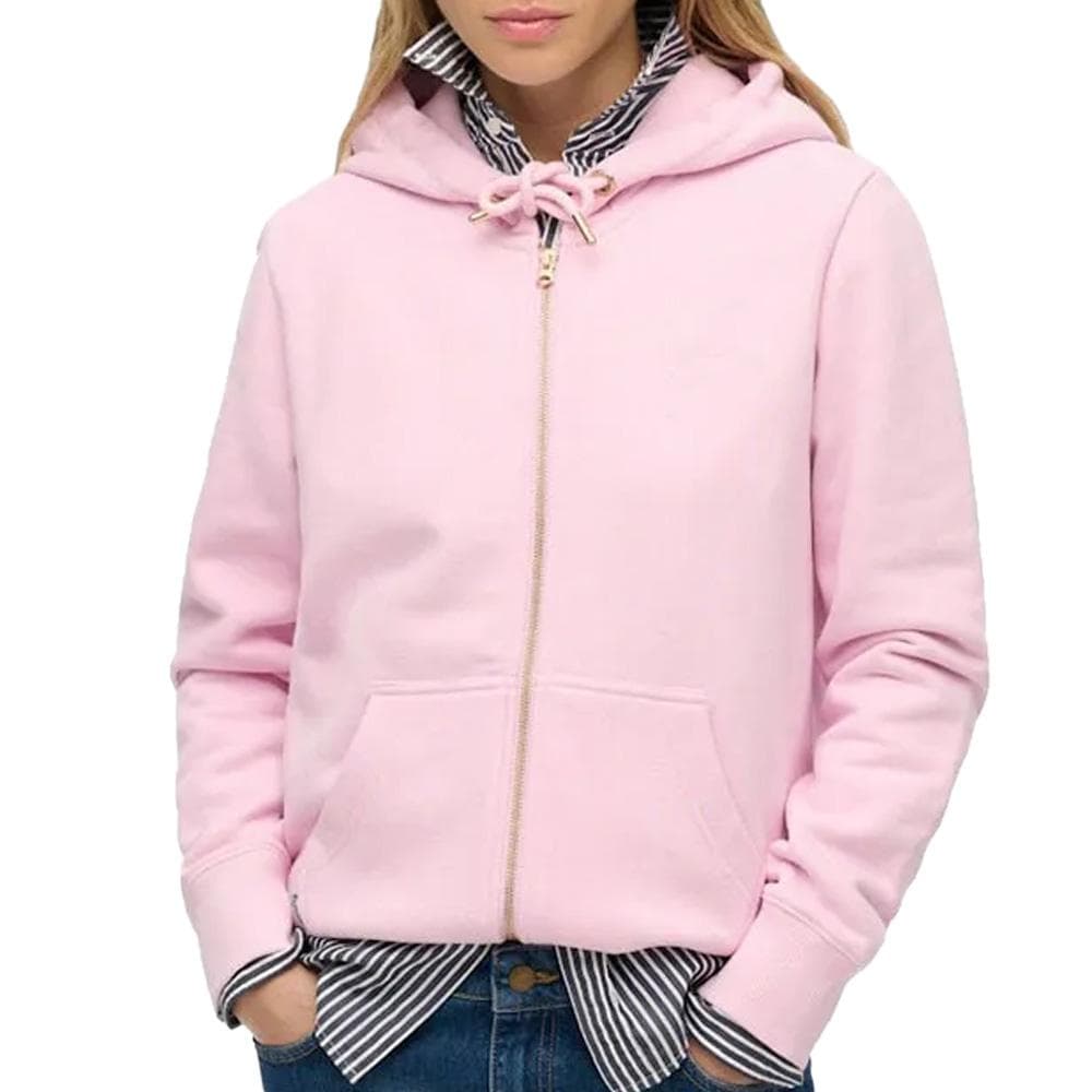 Sweat Rose Femme Superdry Essential Logo Ziphood Hb 1