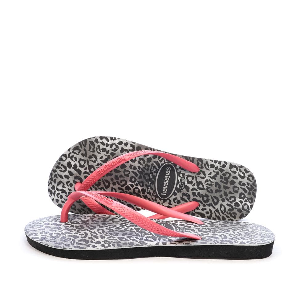 Tongs Gris/Rose Femme Havaianas Hav Slim Leopard 1