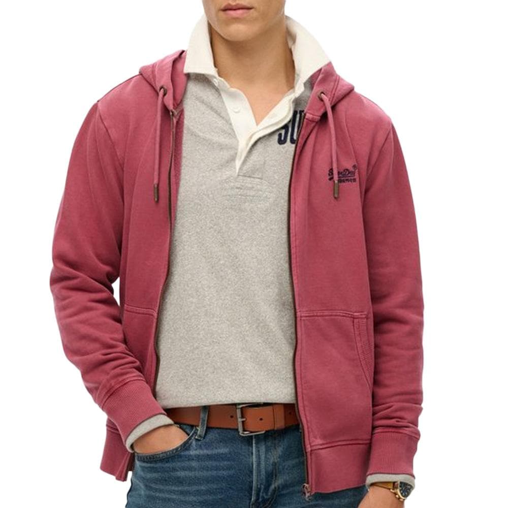 Sweat Zippé Bordeaux Homme Superdry Essential Washed Ziphood 1