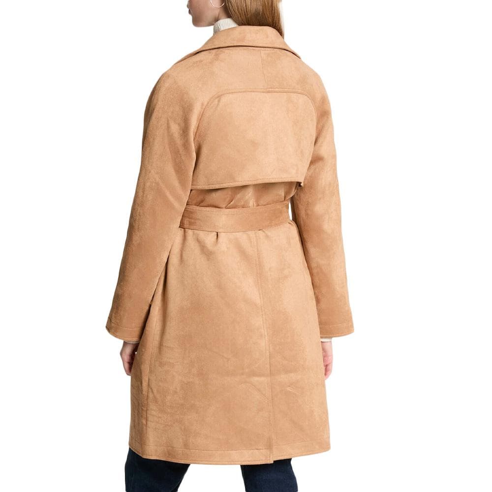 Manteau Marron Femme Morgan Trench Long En Suédine 2