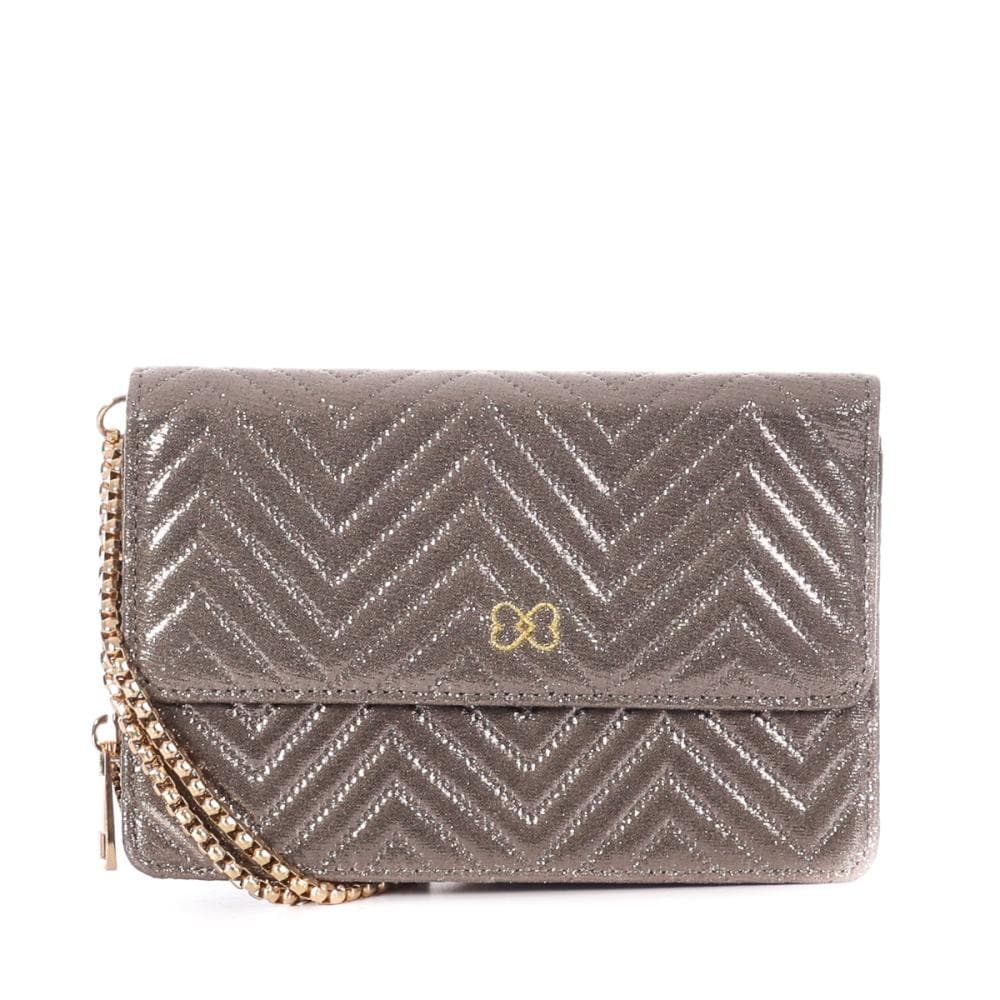 Sac à Bandoulière Gris Métallique Femme Stella Green Chevron 1