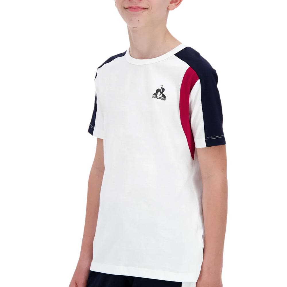 T-Shirt Blanc/Marine Garçon Le Coq Sportif Tri 1
