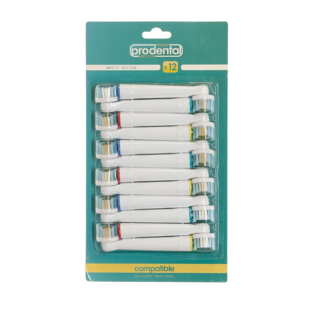 x12 Brossettes de Rechange Rotative Prodental White Action 1