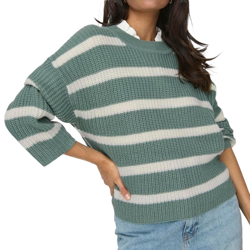 Pull à Rayures Vert Femme JDY Stripe 1