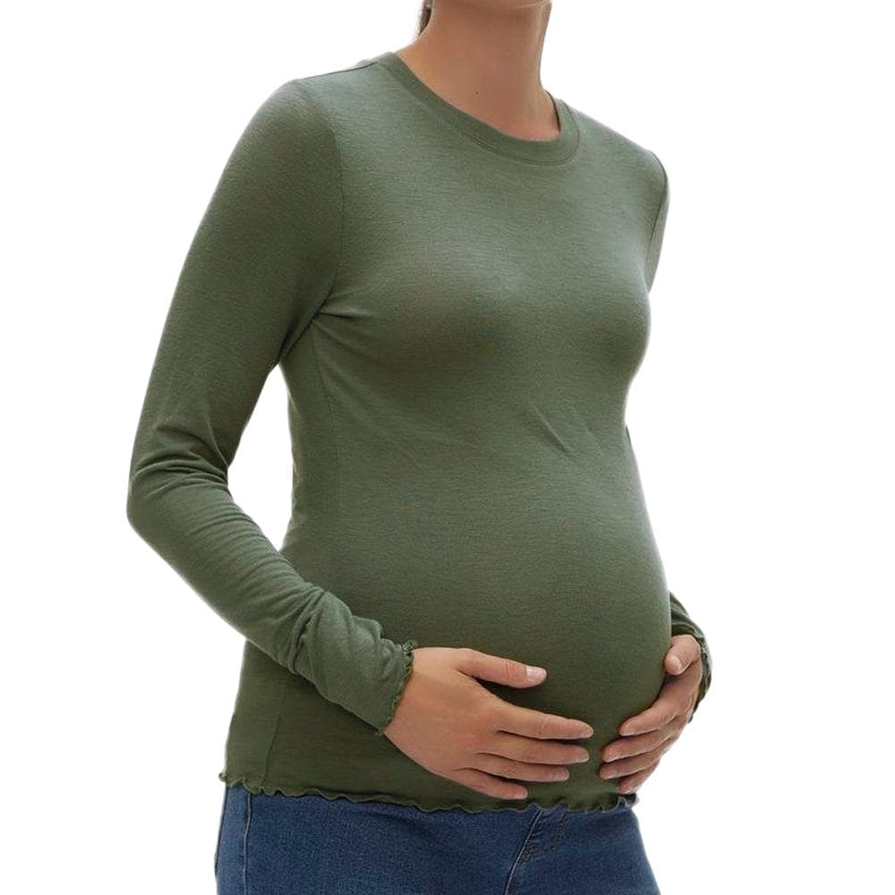 T-shirt de Grossesse Manches Longues Vert Femme Vero Moda Maternity Top 1