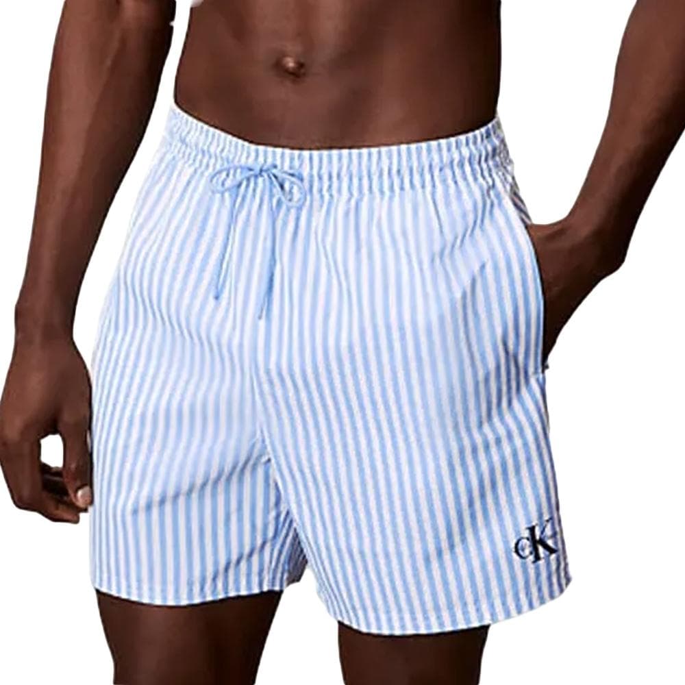Short de bain Bleu/Blanc Homme Calvin Klein Jeans Drawstrings 1