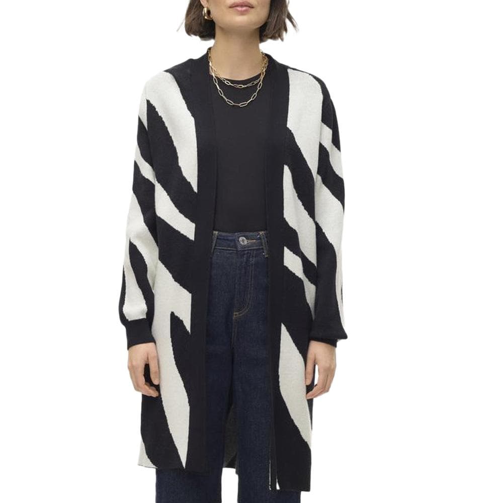 Gilet Long Blanc/Noir Imprimé Femme Vero Moda Nancy Open 1