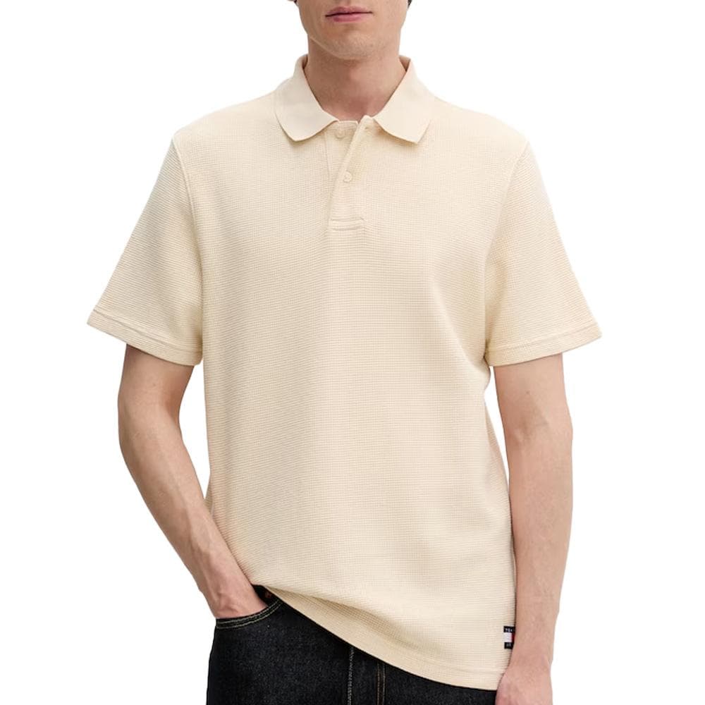 Polo Beige Homme Tommy Hilfiger Waffle Label 1