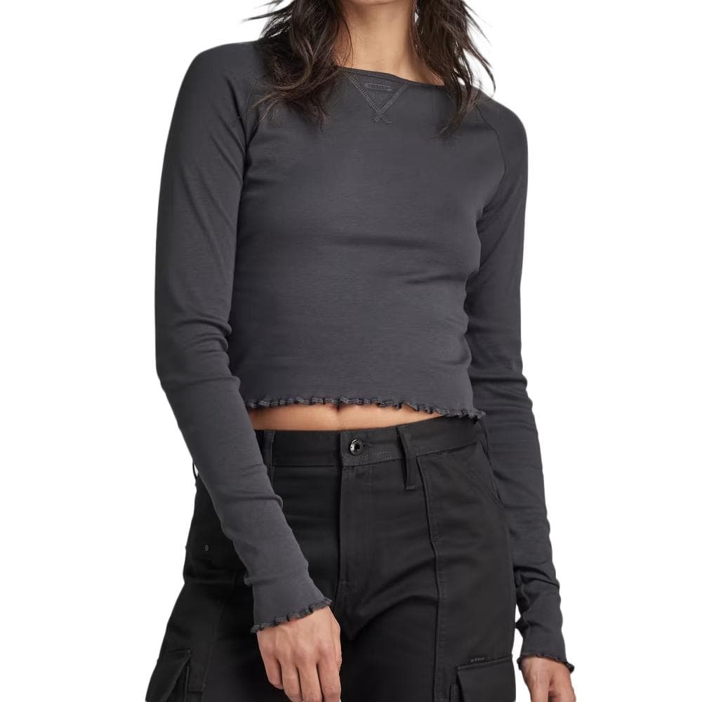 T-shirt Manches longues Noir Femme G-Star Cropped Baby Sis Raglan 1