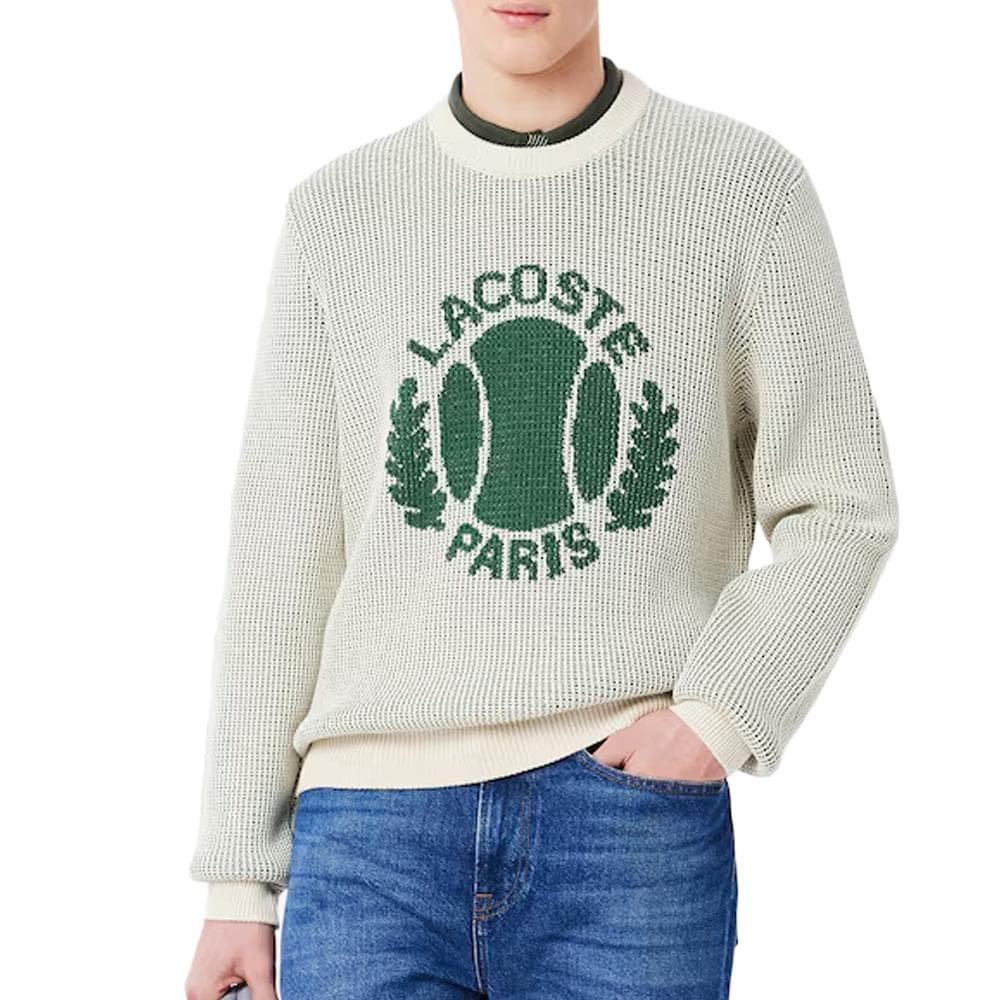 Pull Ecru/Vert Homme Lacoste Heritage Jacquard 1