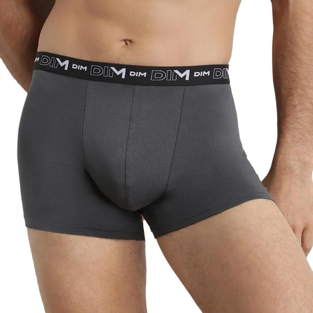 X3 Boxers Noir/Gris Homme Dim Coton Stretch - Taille 2
