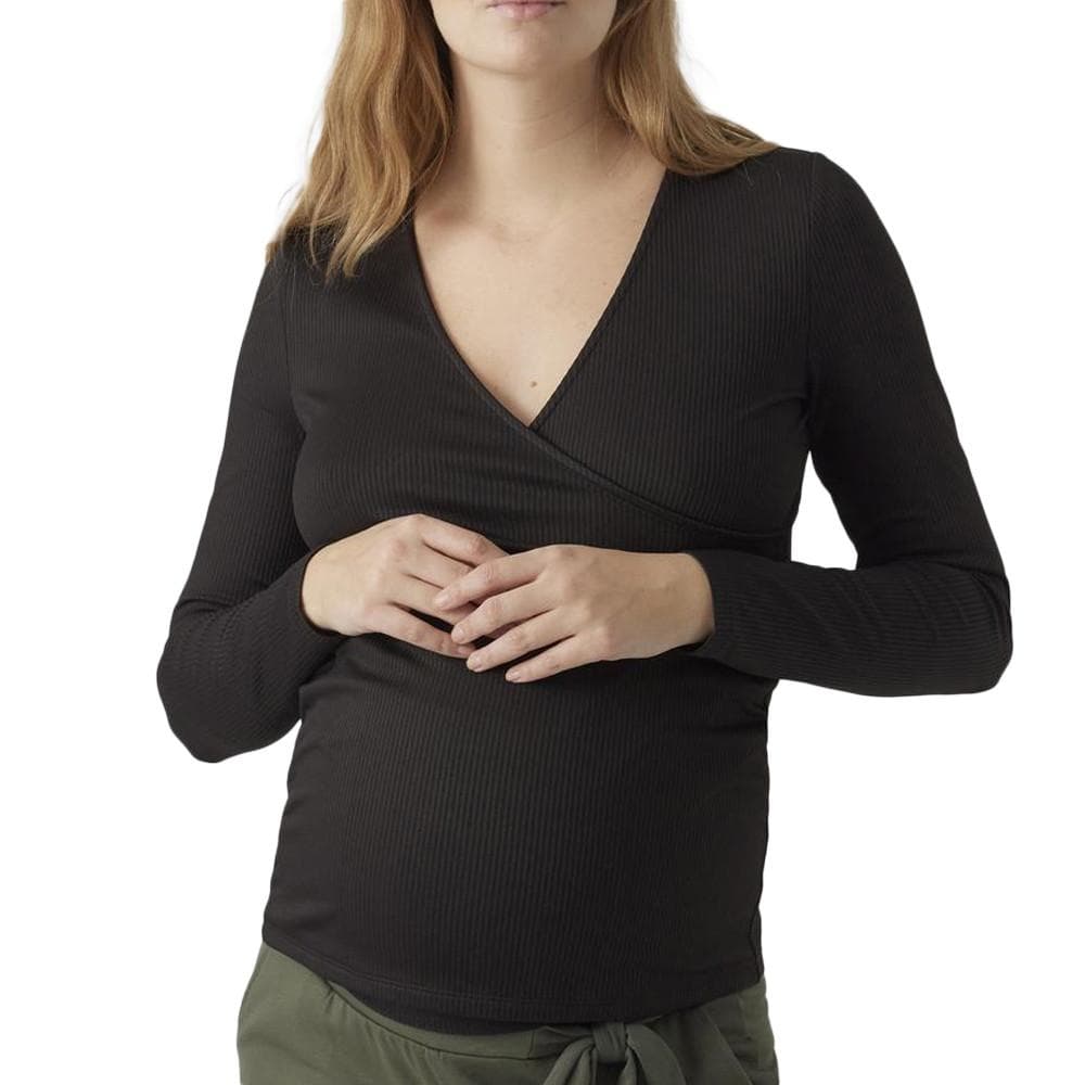 T-Shirt de Grossesse Noir Femme Vero Moda Marternity Fake 1