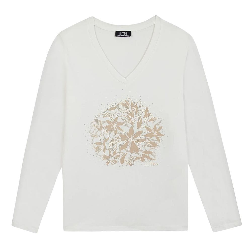 T-Shirt Manches Longues Blanc Femme TBS LUGDOTEE 1