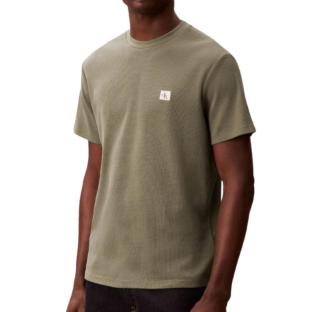 T-Shirt Kaki Homme Calvin Klein Jeans Waffle Badge 1