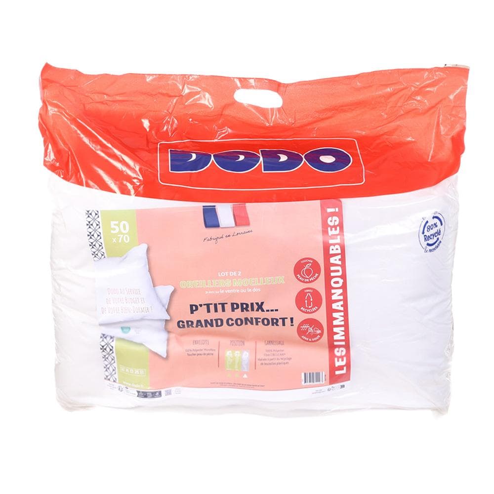 X2 Oreillers Blanc Dodo Grand confort 50x70 1