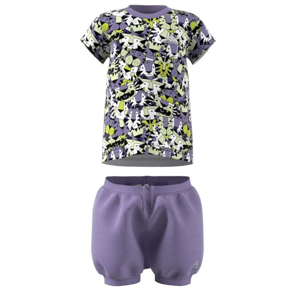 Ensemble Noir/Violet Fille Adidas Frottee 1
