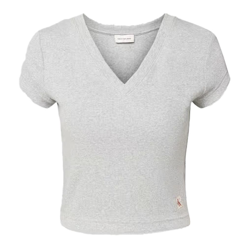 T-Shirt Gris Femme Calvin Klein Jeans Label Ri-cloud 2