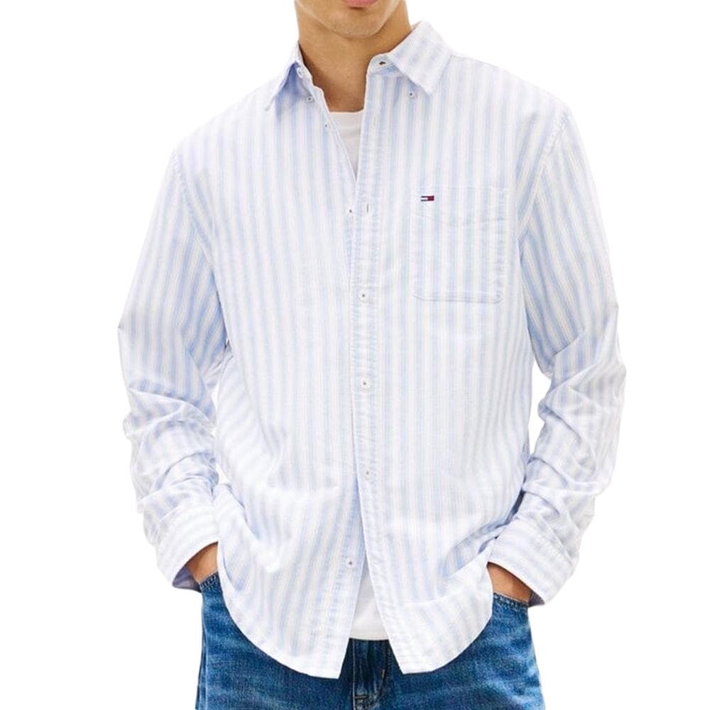 Chemise Bleu/Beige Homme Tommy Hilfiger Tjm Reg Stripe 1