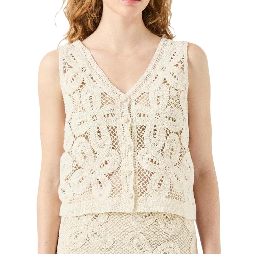 Débardeur Beige Femme YAS Crochet 1