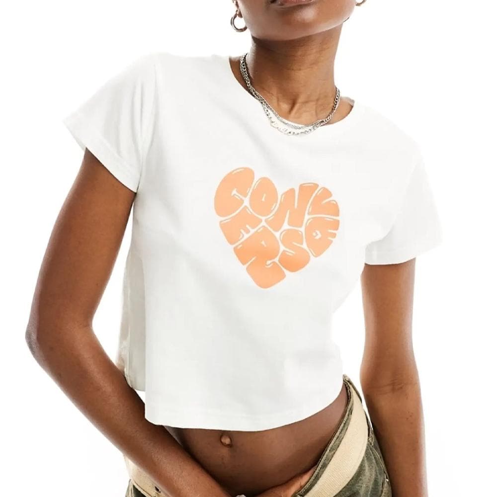 T-shirt Blanc/Orange Femme Converse Heart 1