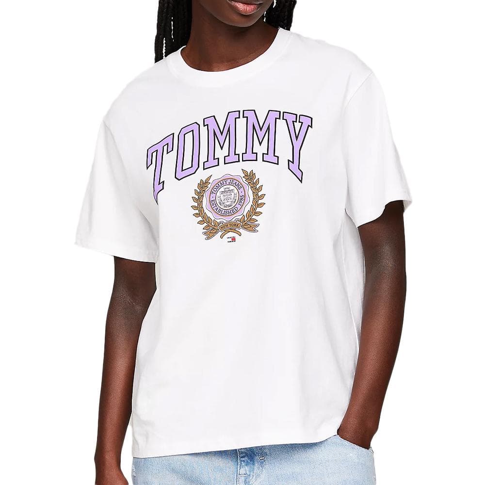 T-shirt Blanc Femme Tommy Hilfiger Varsity Spor 1