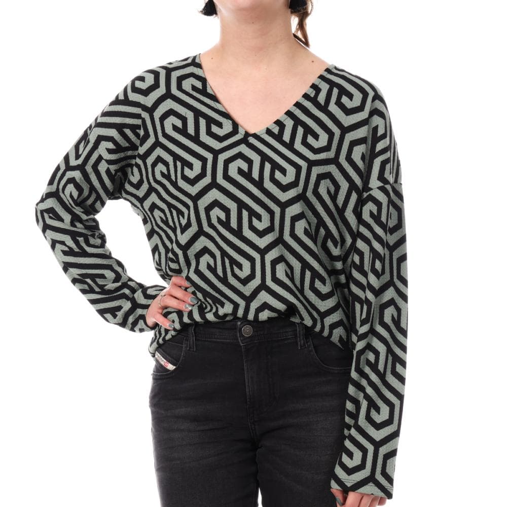 Blouse Verte/Noire Femme Vero Moda Merve 1