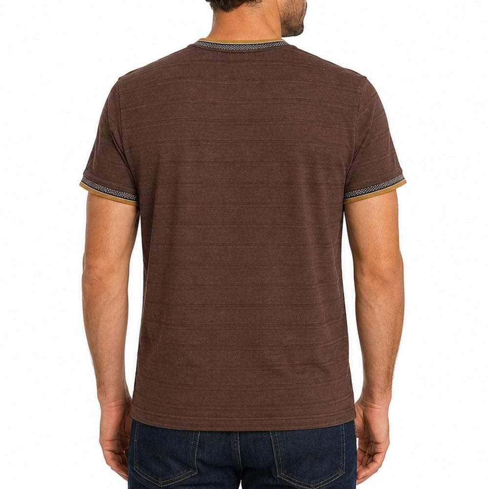T-Shirt Marron Homme RMS26 Rayures 2