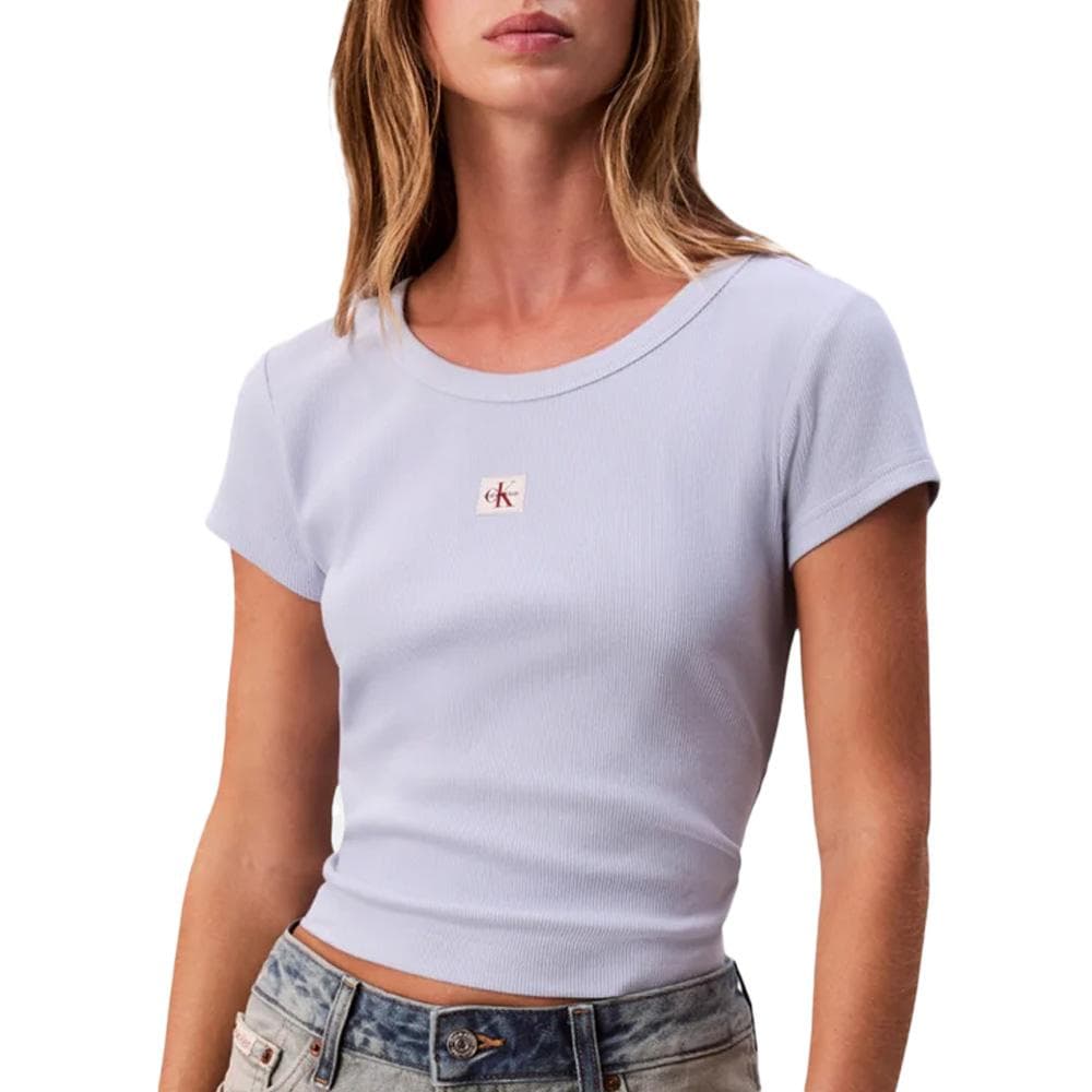T-Shirt Mauve Femme Calvin Klein Label 2x2 1