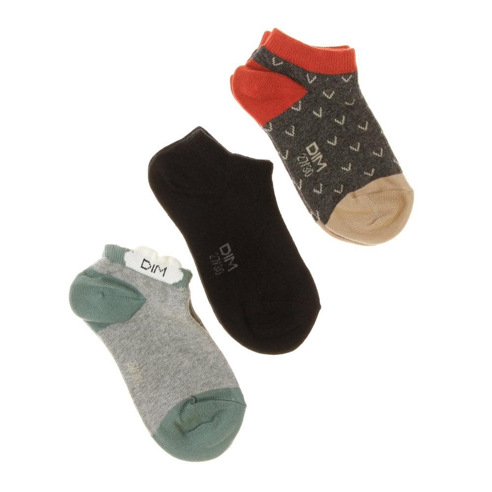 3x Paires de Chaussettes Grises/Rouge/Bleu à Motifs Fille Dim Fantaisie 1