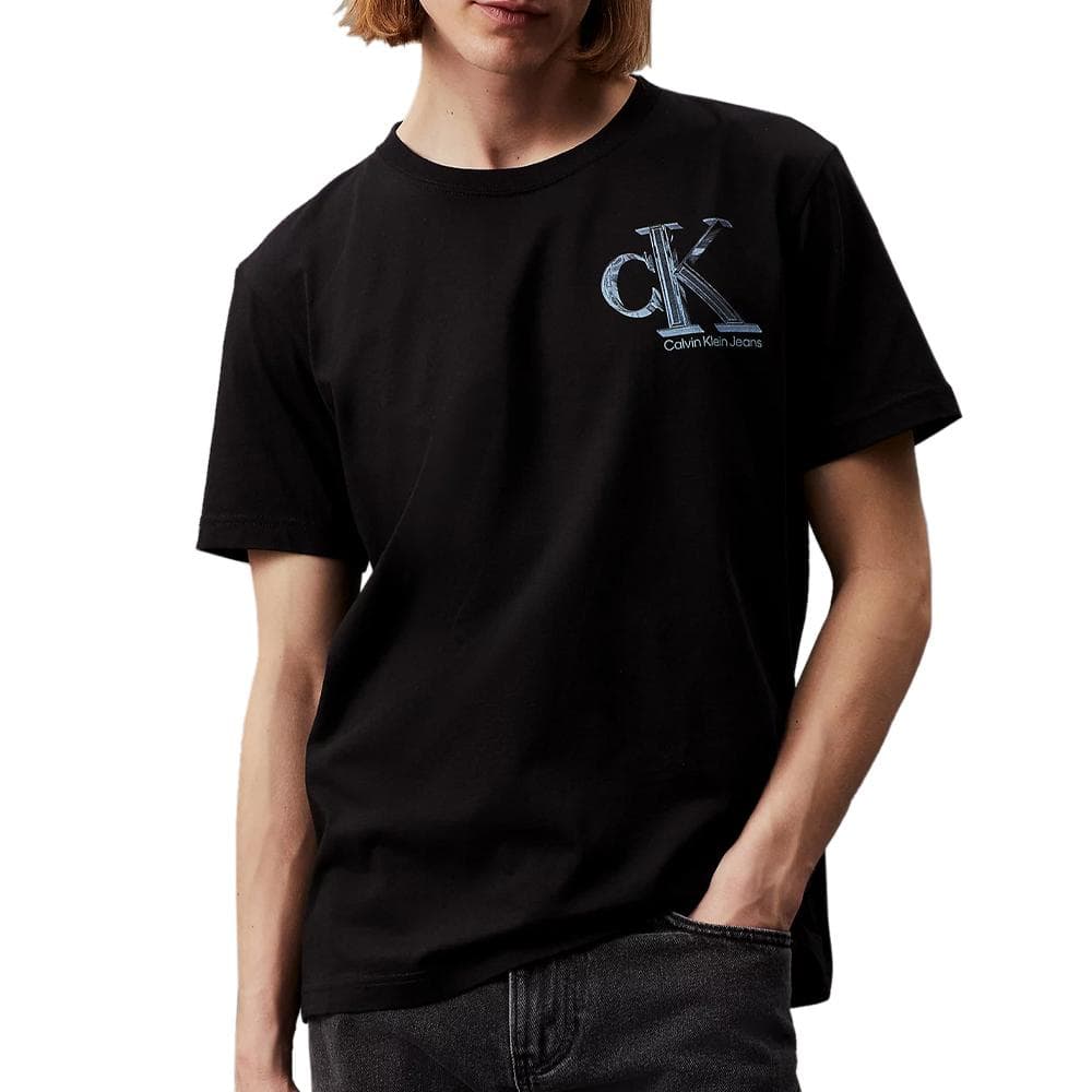 T-shirt Noir Homme Calvin Klein Jeans Meta Monogram 1