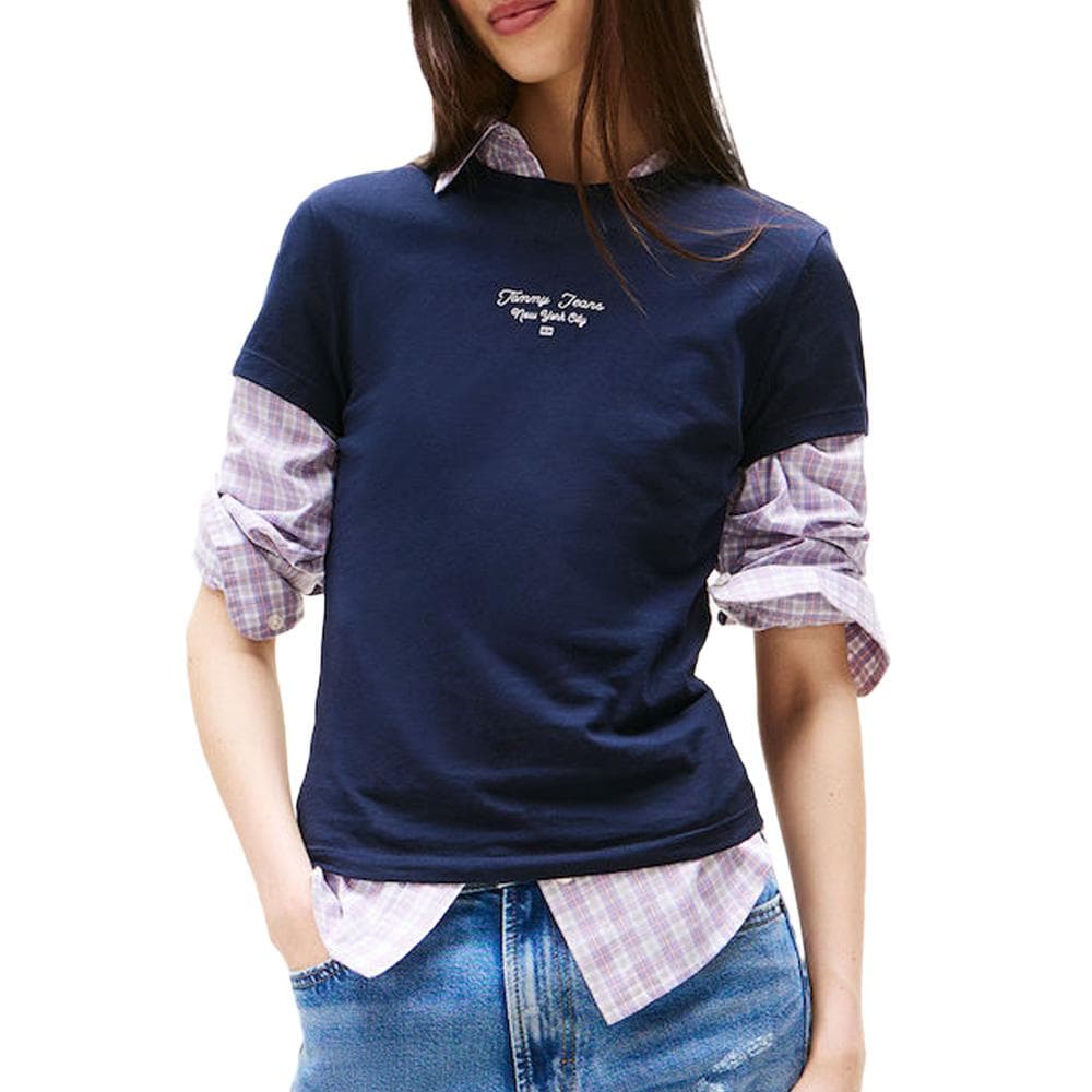 T-Shirt Slim Marine Femme Tommy Hilfiger Logo 1