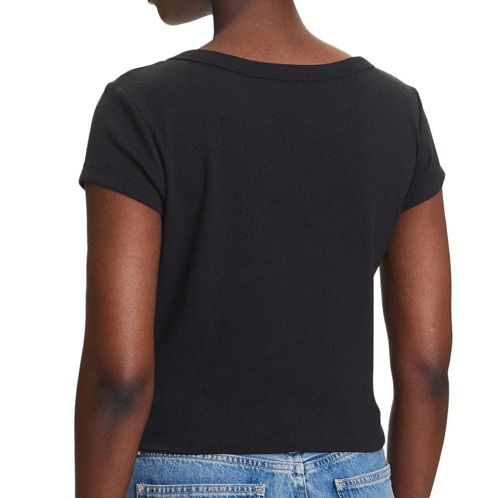 T-Shirt Noir Femme Calvin Klein Label 2x2 2