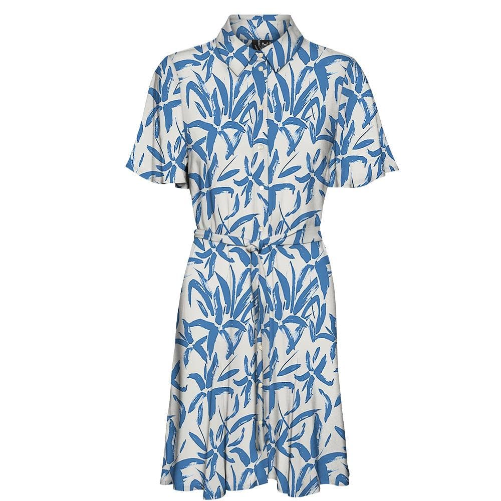 Robe Blanche/Bleu Femme Vero Moda Zana 2