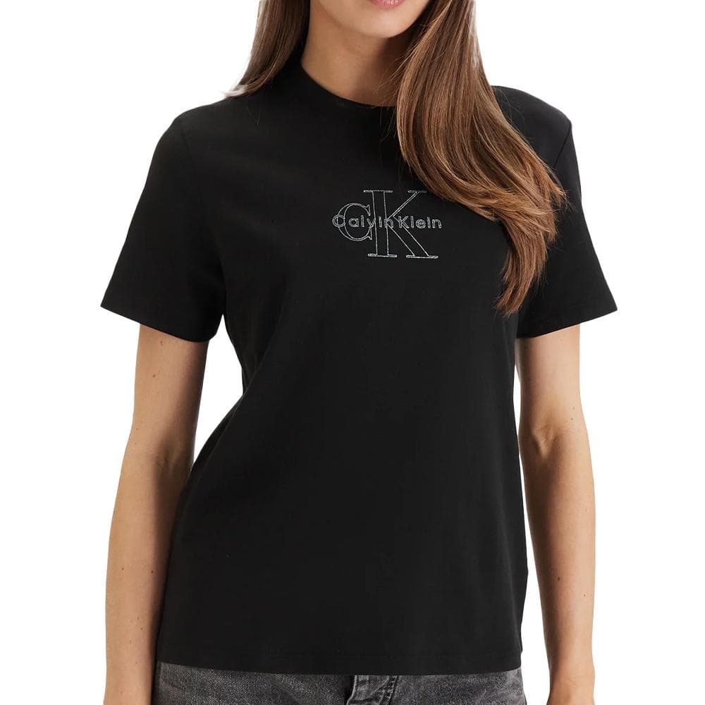 T-Shirt Noir Femme Calvin Klein Jeans Ss Clasic 1