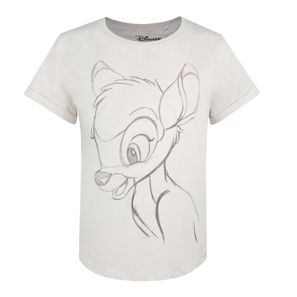T-Shirt Blanc Femme Disney Bambi Sketch 1