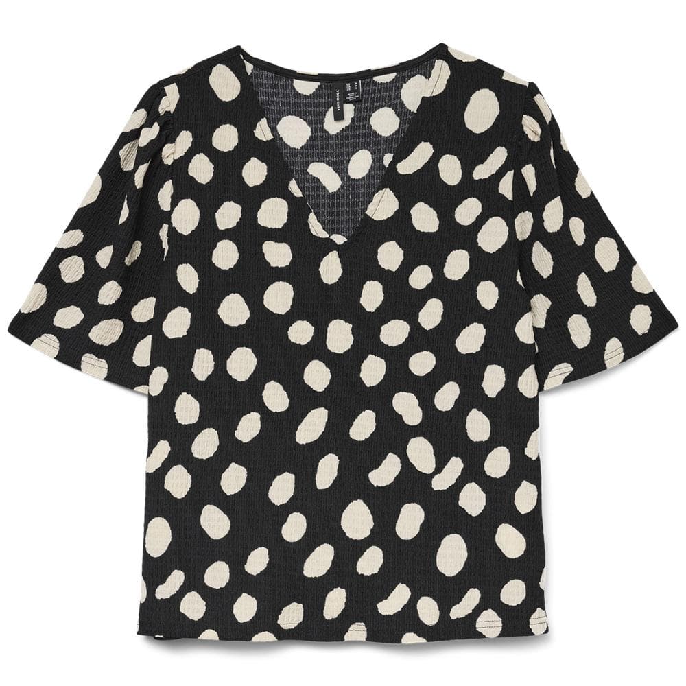 T-Shirt Noir/Beige Femme Vero Moda Friga 1