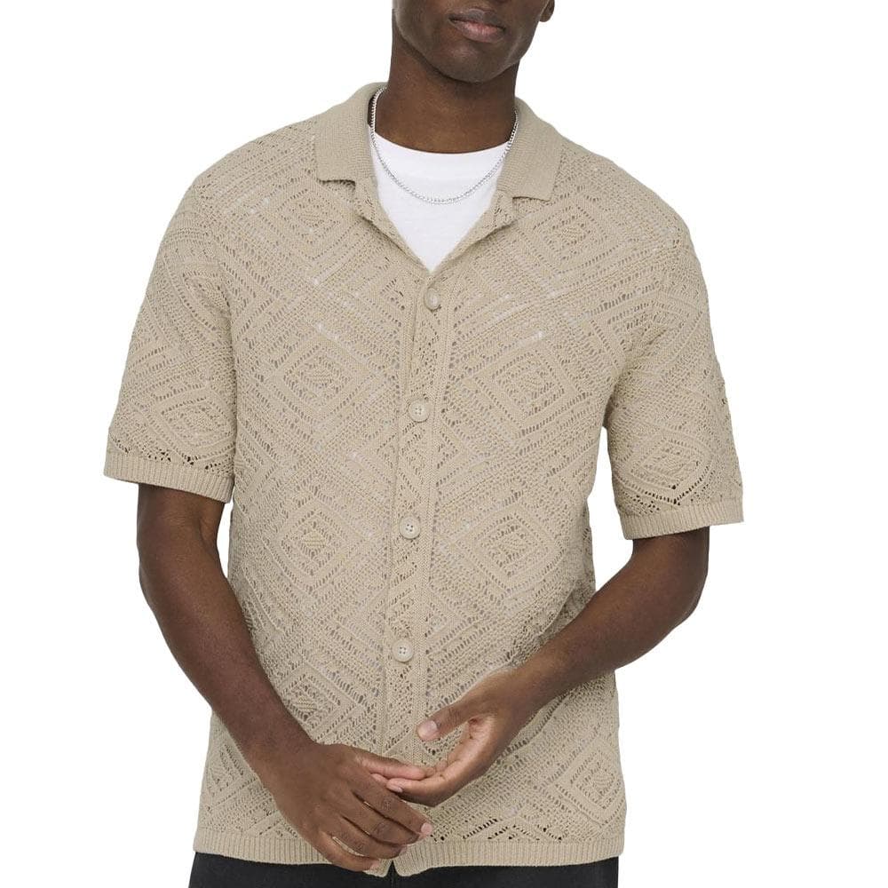 Chemise Crochet Beige Homme Only & Sons Life 5 1