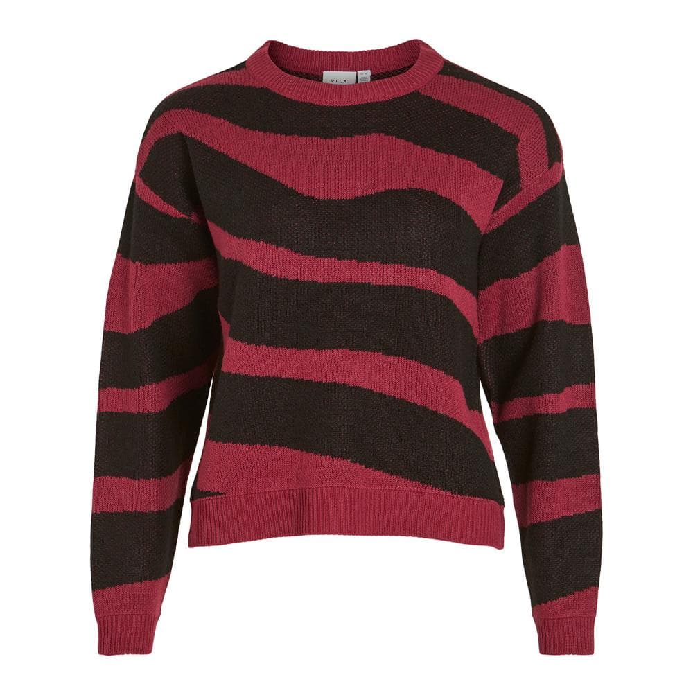 Pull Rose/Noir Femme Vila Jacquard 1