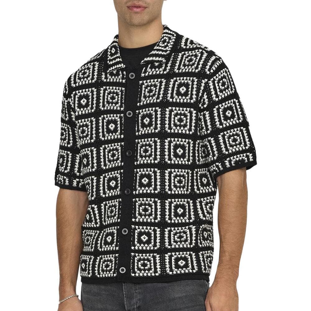 Chemise à Maille Noir/Blanc Homme Only & Sons Bart RLX 5 SS 1