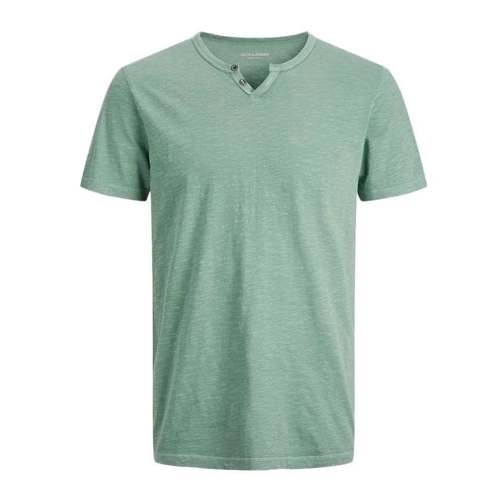 T-shirt Vert Homme Jack & Jones Split Neck 1
