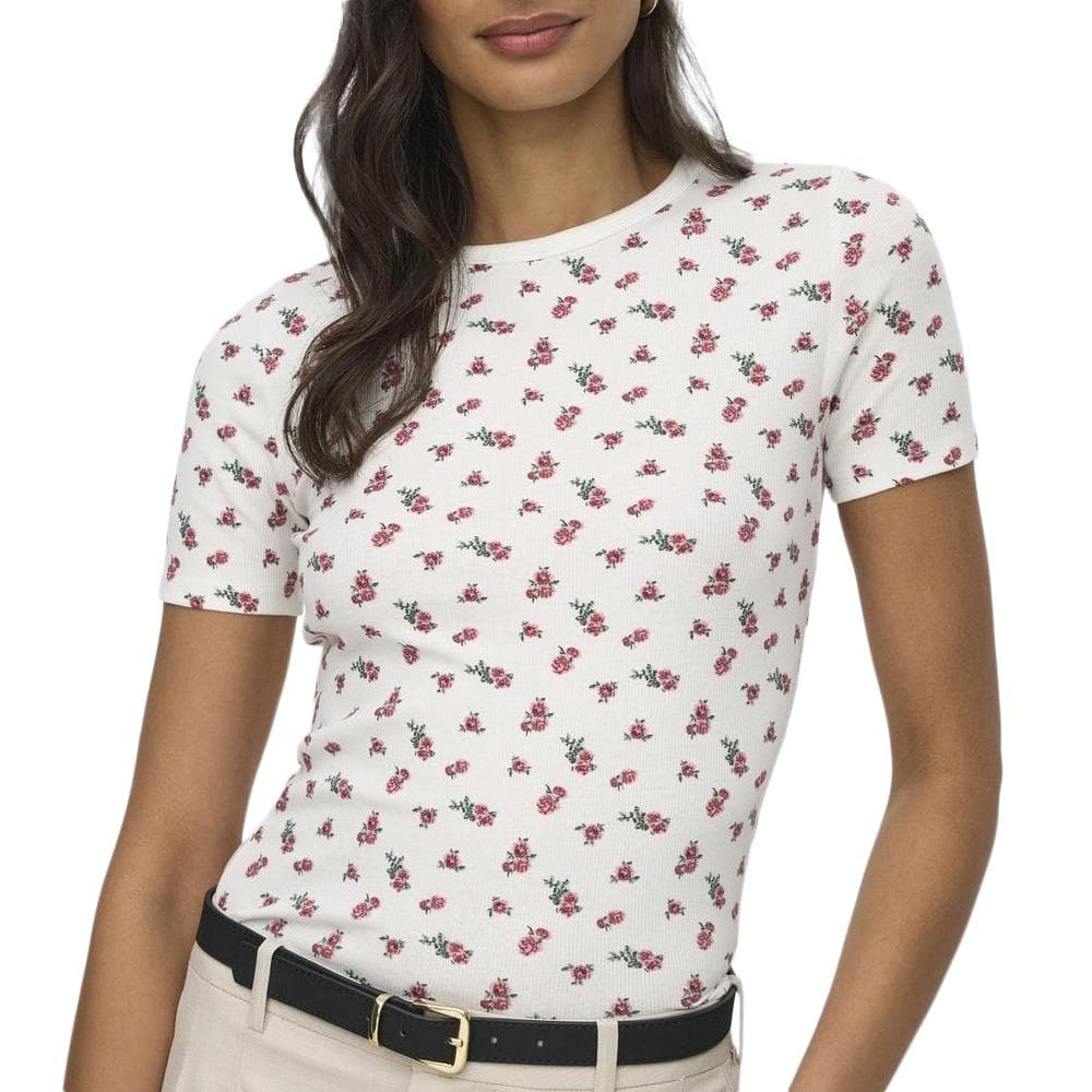 T-Shirt Blanc/Rouge Femme JDY Lucky 1