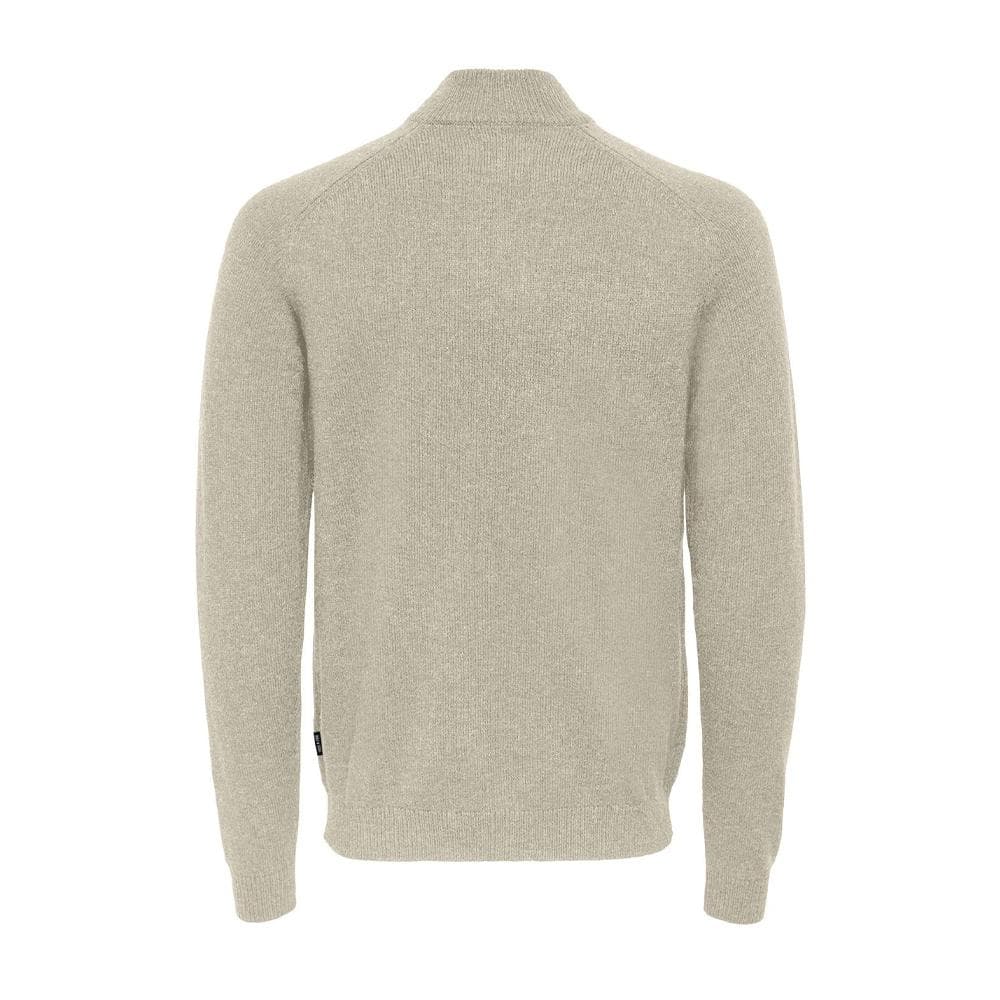 Pull 1/4 Zip Beige Homme Only & Sons Reg 7 2