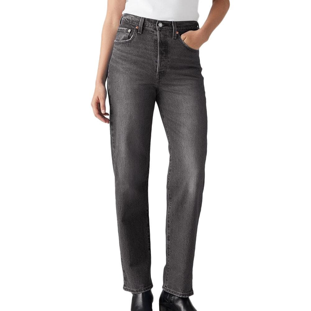 Jean Noir Femme Levi's Ribcage Straight Ankle Blacks 1
