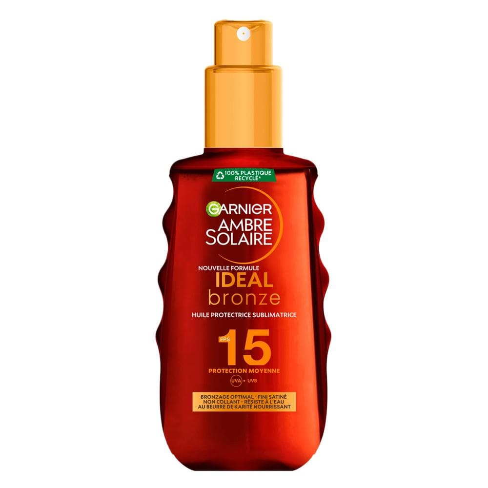 Huile Protectrice Sublimatrice Garnier Ambre Solaire Ideal Bronze FPS15 1