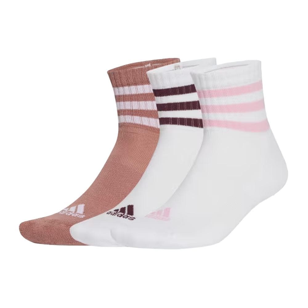 x3 Paires de chaussettes Blanches/Rose Femme Adidas Spw Mid 1