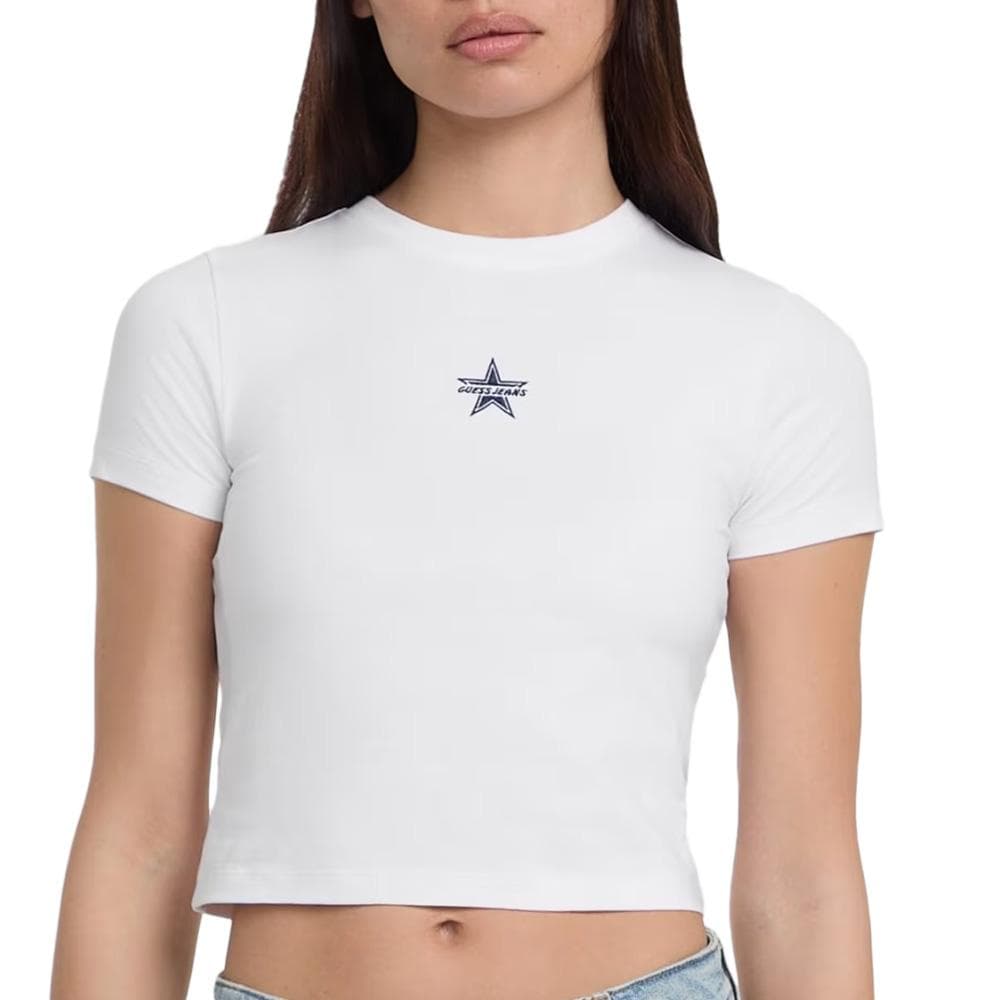 T-shirt Blanc Femme Guess Baby Emb St 1