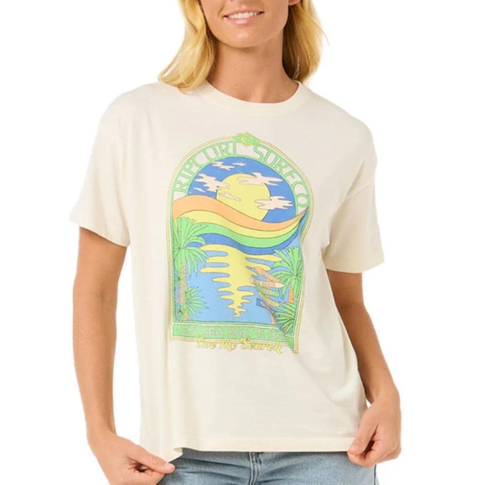 T-Shirt Écru Femme Rip Curl Sun & Sea Relaxed 1