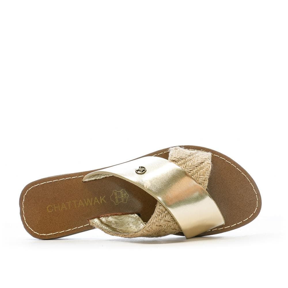 Claquettes Croisées Dorées Femme Chattawak Brana 4