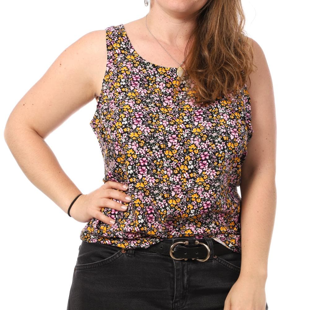 Débardeur Imprimé Noir/Rose Femme Vero Moda CURVE Tigers Eye 1